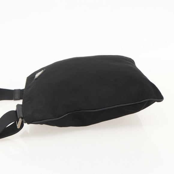 PRADA Shoulder Bag Nylon Black Silver Auth 175343