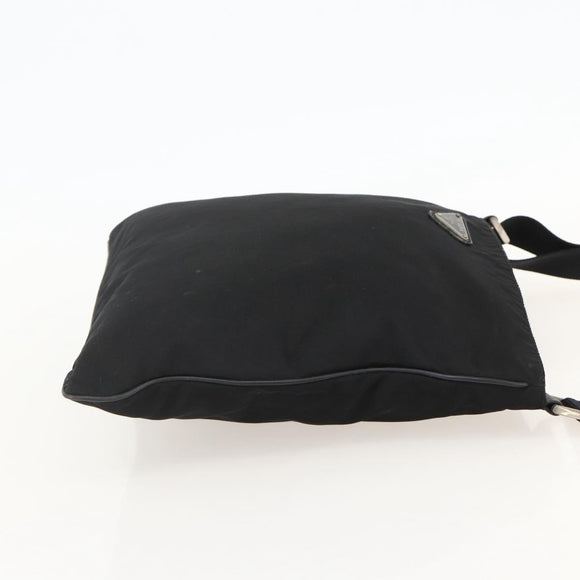 PRADA Shoulder Bag Nylon Black Silver Auth 175343