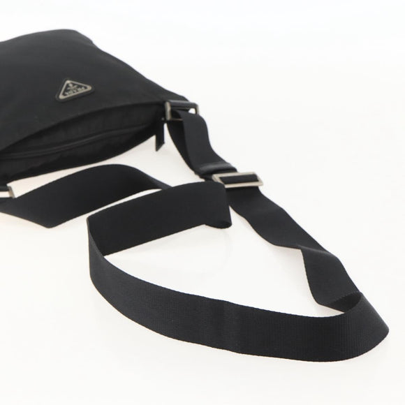 PRADA Shoulder Bag Nylon Black Silver Auth 175343