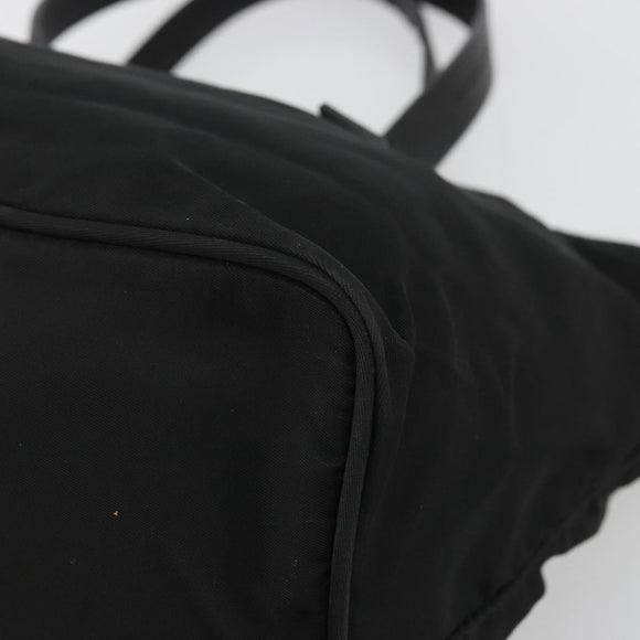 PRADA Hand Bag Nylon Black Silver Auth 175344