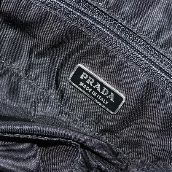 PRADA Hand Bag Nylon Black Silver Auth 175344