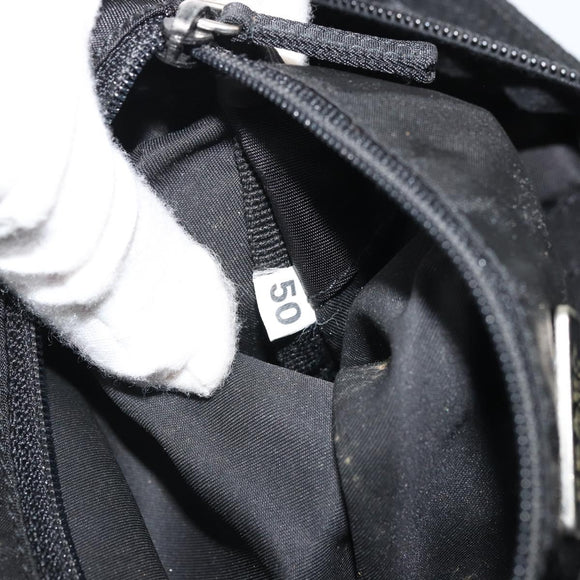 PRADA Hand Bag Nylon Black Silver Auth 175344