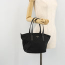 PRADA Hand Bag Nylon Black Silver Auth 175344-23