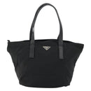 PRADA Hand Bag Nylon Black Silver Auth 175344-13