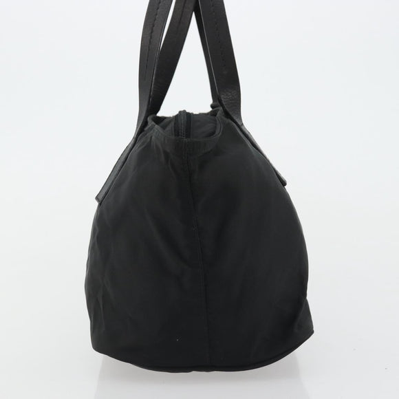PRADA Hand Bag Nylon Black Silver Auth 175344