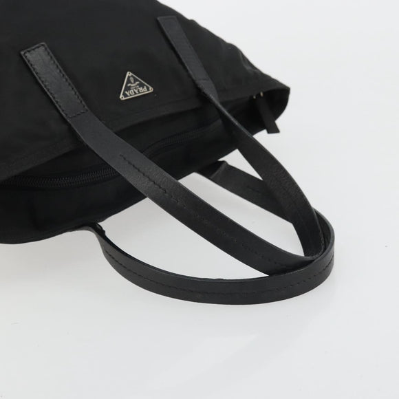 PRADA Hand Bag Nylon Black Silver Auth 175344