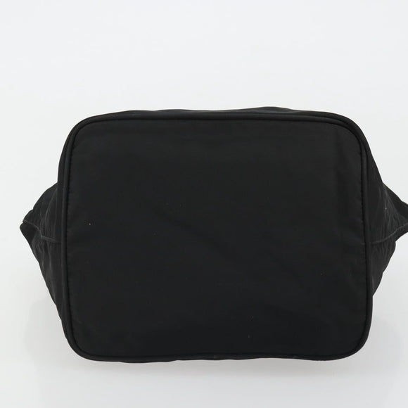 PRADA Hand Bag Nylon Black Silver Auth 175344