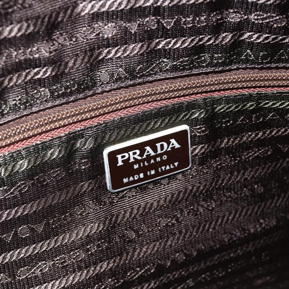 PRADA Tote Bag Nylon Khaki Silver Auth 175345