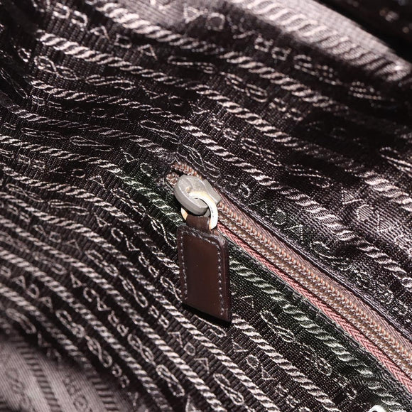 PRADA Tote Bag Nylon Khaki Silver Auth 175345