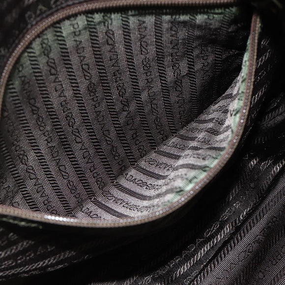 PRADA Tote Bag Nylon Khaki Silver Auth 175345