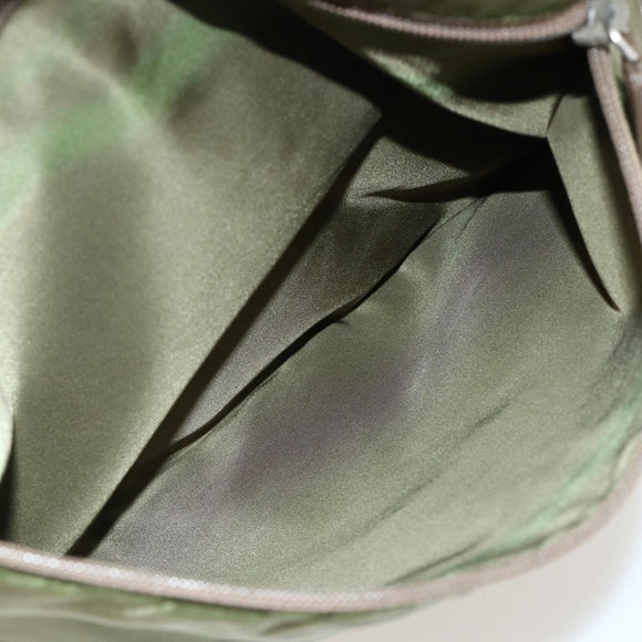 PRADA Tote Bag Nylon Khaki Silver Auth 175345