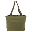 PRADA Tote Bag Nylon Khaki Silver Auth 175345-2