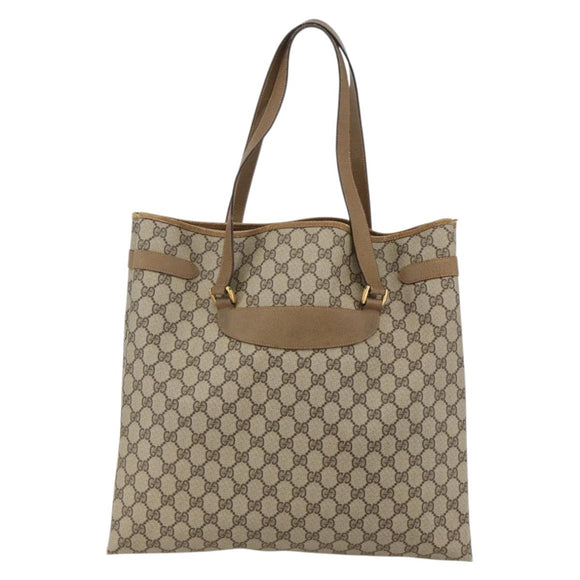 GUCCI GG Supreme Tote Bag PVC Beige Gold 39 02 061 Auth 175347