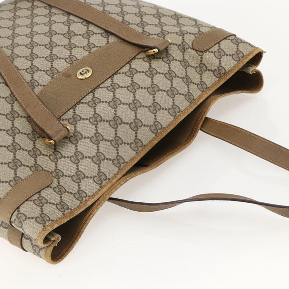 GUCCI GG Supreme Tote Bag PVC Beige Gold 39 02 061 Auth 175347