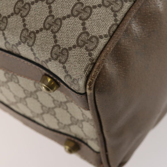 GUCCI GG Supreme Boston Bag PVC Beige Gold Auth 175348
