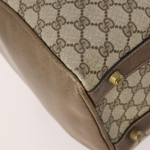 GUCCI GG Supreme Boston Bag PVC Beige Gold Auth 175348