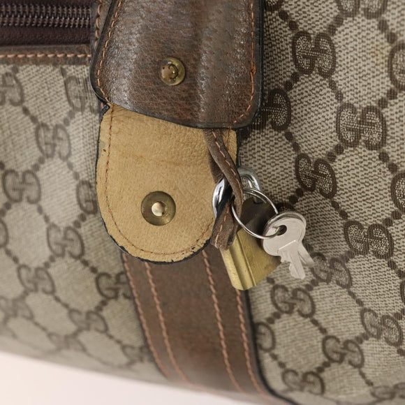 GUCCI GG Supreme Boston Bag PVC Beige Gold Auth 175348