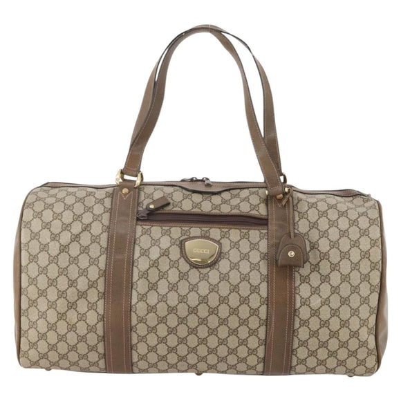 GUCCI GG Supreme Boston Bag PVC Beige Gold Auth 175348