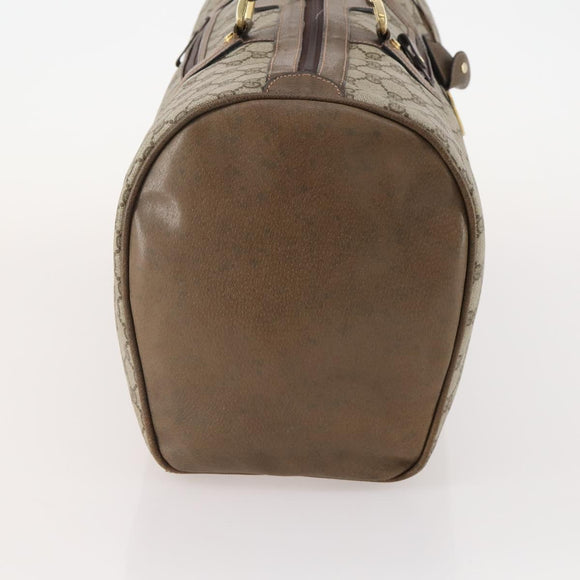 GUCCI GG Supreme Boston Bag PVC Beige Gold Auth 175348
