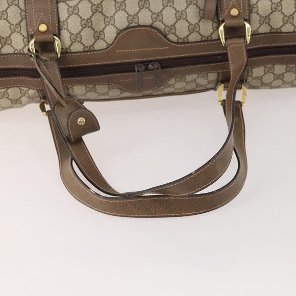 GUCCI GG Supreme Boston Bag PVC Beige Gold Auth 175348