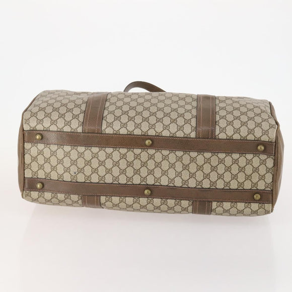 GUCCI GG Supreme Boston Bag PVC Beige Gold Auth 175348
