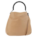 GUCCI Bamboo Shoulder Bag Leather 2way Beige Silver 001 1577 2123 Auth 175350-1