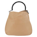 GUCCI Bamboo Shoulder Bag Leather 2way Beige Silver 001 1577 2123 Auth 175350-2