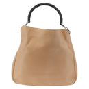 GUCCI Bamboo Shoulder Bag Leather 2way Beige Silver 001 1577 2123 Auth 175350-3