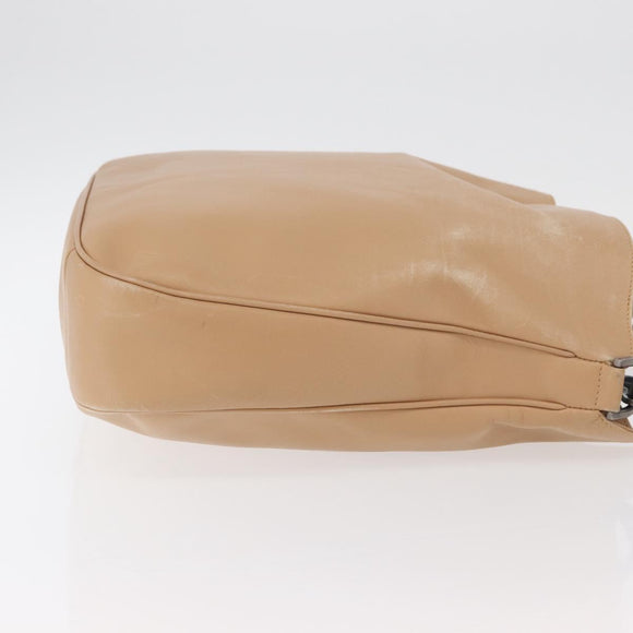 GUCCI Bamboo Shoulder Bag Leather 2way Beige Silver 001 1577 2123 Auth 175350