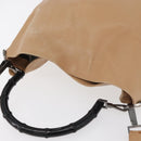 GUCCI Bamboo Shoulder Bag Leather 2way Beige Silver 001 1577 2123 Auth 175350-6