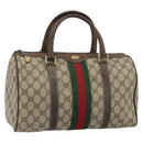 GUCCI GG Supreme Web Sherry Line Hand Bag PVC Beige Gold Auth 175351-1