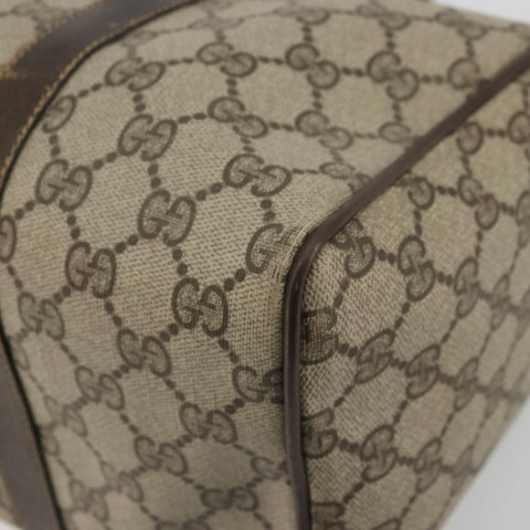 GUCCI GG Supreme Web Sherry Line Hand Bag PVC Beige Gold Auth 175351
