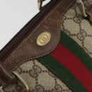 GUCCI GG Supreme Web Sherry Line Hand Bag PVC Beige Gold Auth 175351-18