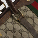GUCCI GG Supreme Web Sherry Line Hand Bag PVC Beige Gold Auth 175351-9