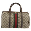 GUCCI GG Supreme Web Sherry Line Hand Bag PVC Beige Gold Auth 175351-13
