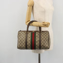 GUCCI GG Supreme Web Sherry Line Hand Bag PVC Beige Gold Auth 175351-24