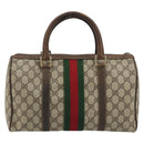 GUCCI GG Supreme Web Sherry Line Hand Bag PVC Beige Gold Auth 175351-2