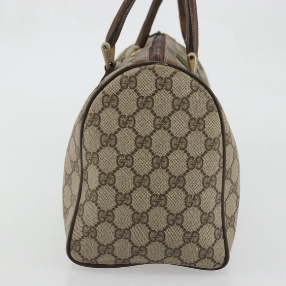GUCCI GG Supreme Web Sherry Line Hand Bag PVC Beige Gold Auth 175351