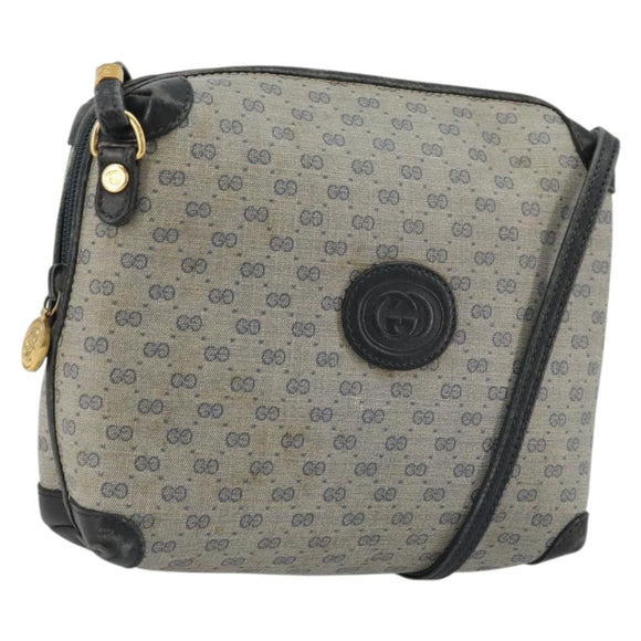 GUCCI Micro GG Supreme Shoulder Bag PVC Navy Gold 007 58 0093 Auth 175353