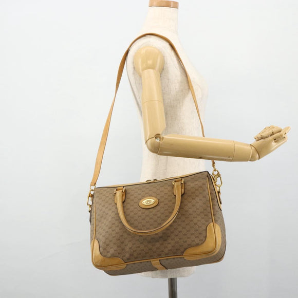 GUCCI Micro GG Supreme Hand Bag PVC 2way Beige Gold 002 58 0033 Auth 175355