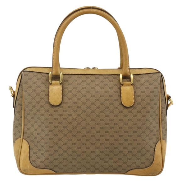 GUCCI Micro GG Supreme Hand Bag PVC 2way Beige Gold 002 58 0033 Auth 175355