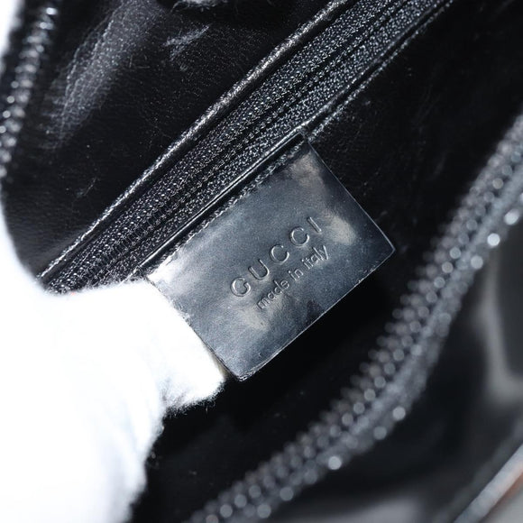 GUCCI Shoulder Bag Patent leather Black Silver Auth 175357