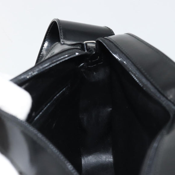 GUCCI Shoulder Bag Patent leather Black Silver Auth 175357