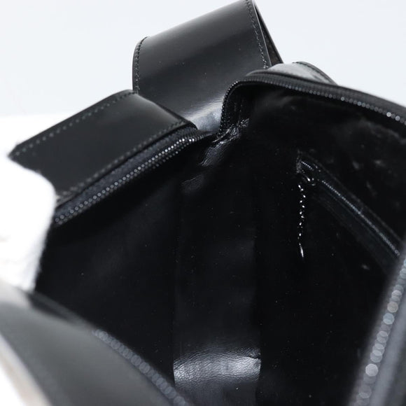GUCCI Shoulder Bag Patent leather Black Silver Auth 175357