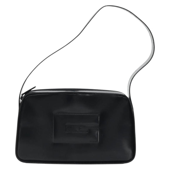 GUCCI Shoulder Bag Patent leather Black Silver Auth 175357