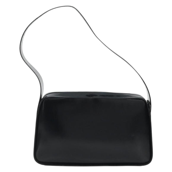 GUCCI Shoulder Bag Patent leather Black Silver Auth 175357