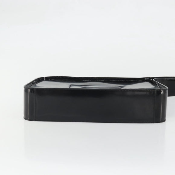 GUCCI Shoulder Bag Patent leather Black Silver Auth 175357