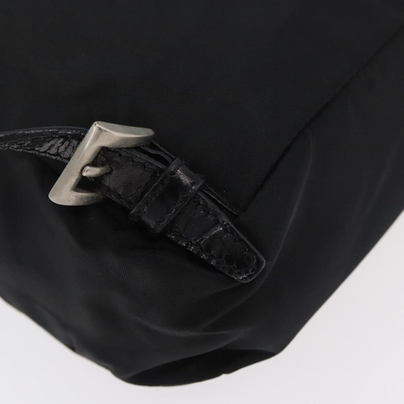 PRADA Backpack Nylon Leather Black Silver Auth 175358