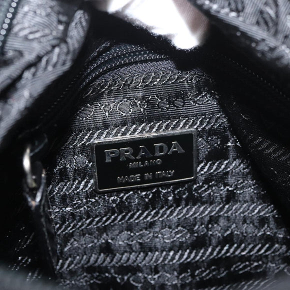 PRADA Backpack Nylon Leather Black Silver Auth 175358
