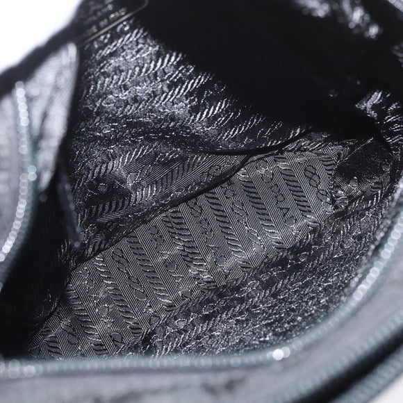 PRADA Backpack Nylon Leather Black Silver Auth 175358